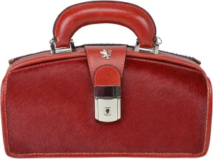 Pratesi Leather, Leather Bag for Women Lady Brunelleschi Cavallino Handbag in real leather - Lady Brunelleschi C120/N Cherry