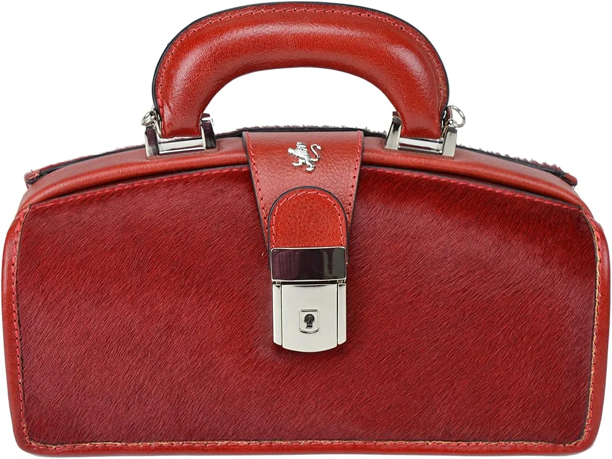 Pratesi Leather, Leather Bag for Women Lady Brunelleschi Cavallino Handbag in real leather - Lady Brunelleschi C120/N Cherry