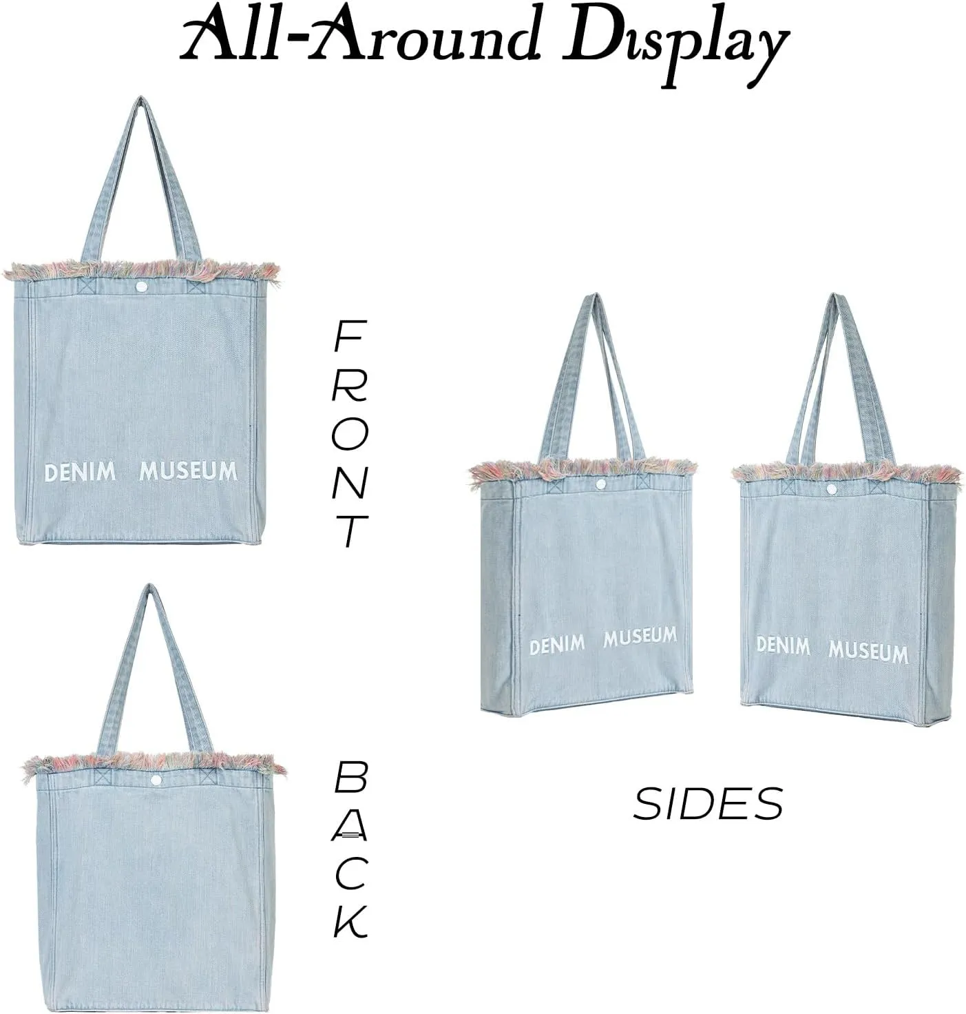 Premium Red Yarn Fringe Boho Denim Tote Bag for Women – 2025 Summer Niche Lightweight Foldable Designer Shoulder Purse