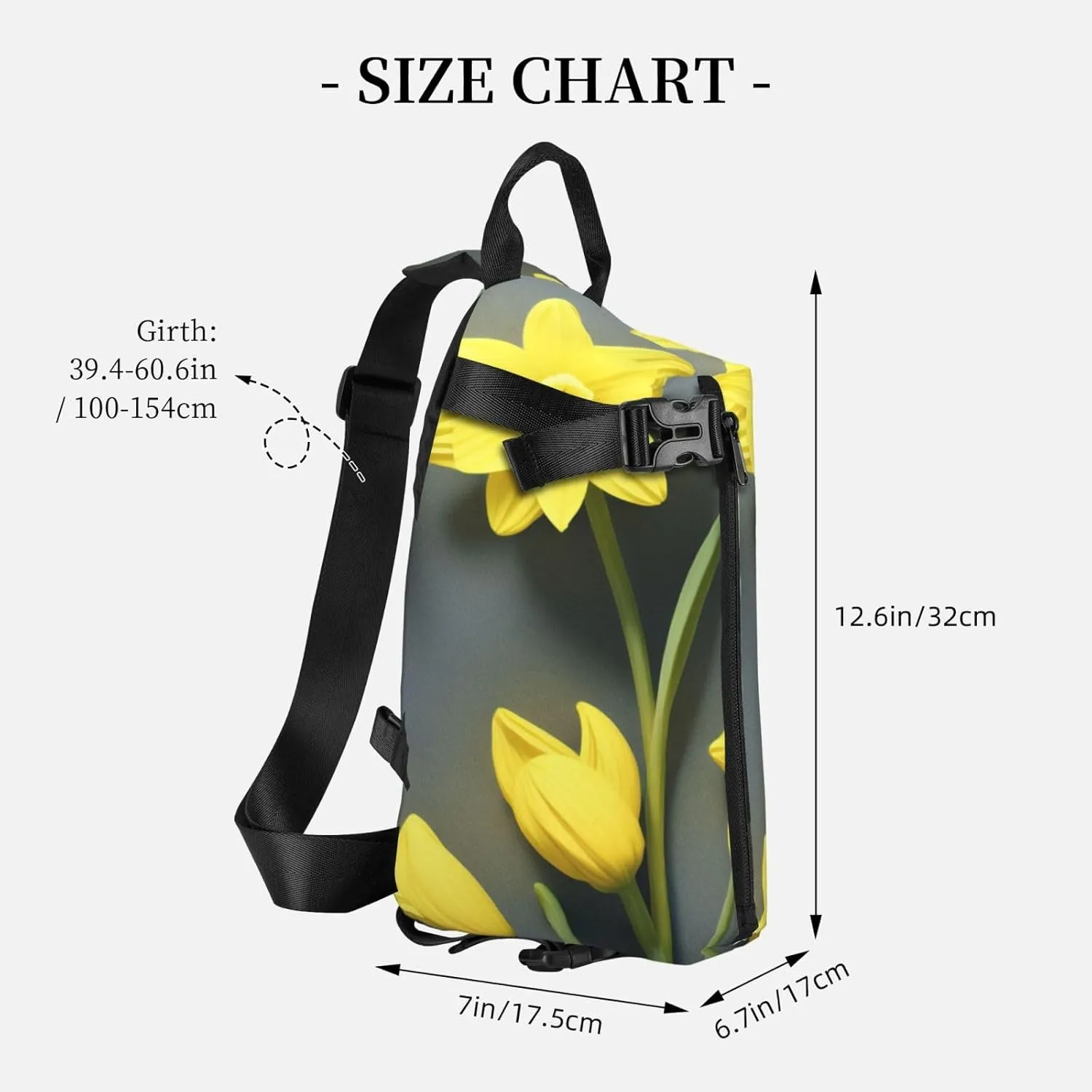 Print Flowers Sling Bags Crossbody Sling Backpack Travel Hiking Daypack Chest Bag For Man And Women