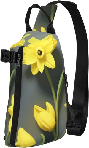 Print Flowers Sling Bags Crossbody Sling Backpack Travel Hiking Daypack Chest Bag For Man And Women
