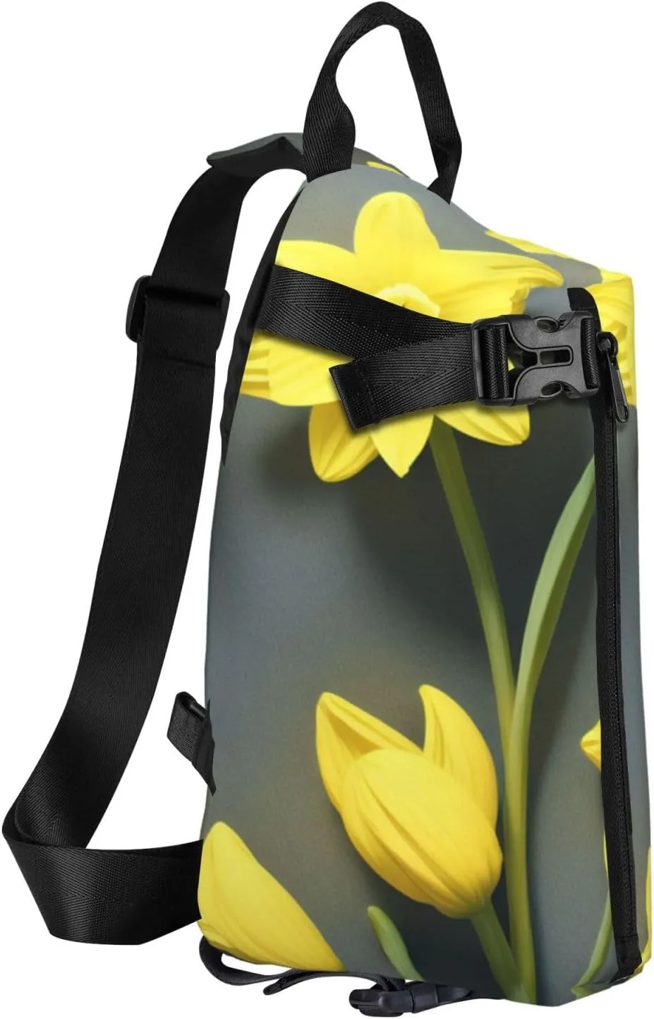 Print Flowers Sling Bags Crossbody Sling Backpack Travel Hiking Daypack Chest Bag For Man And Women