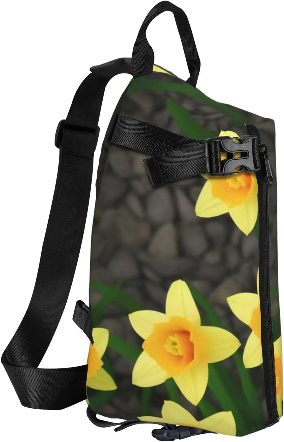 Print Flowers Sling Bags Crossbody Sling Backpack Travel Hiking Daypack Chest Bag For Man And Women