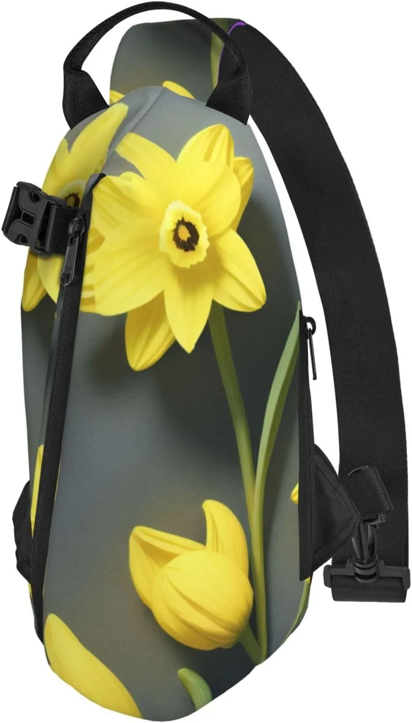 Print Flowers Sling Bags Crossbody Sling Backpack Travel Hiking Daypack Chest Bag For Man And Women