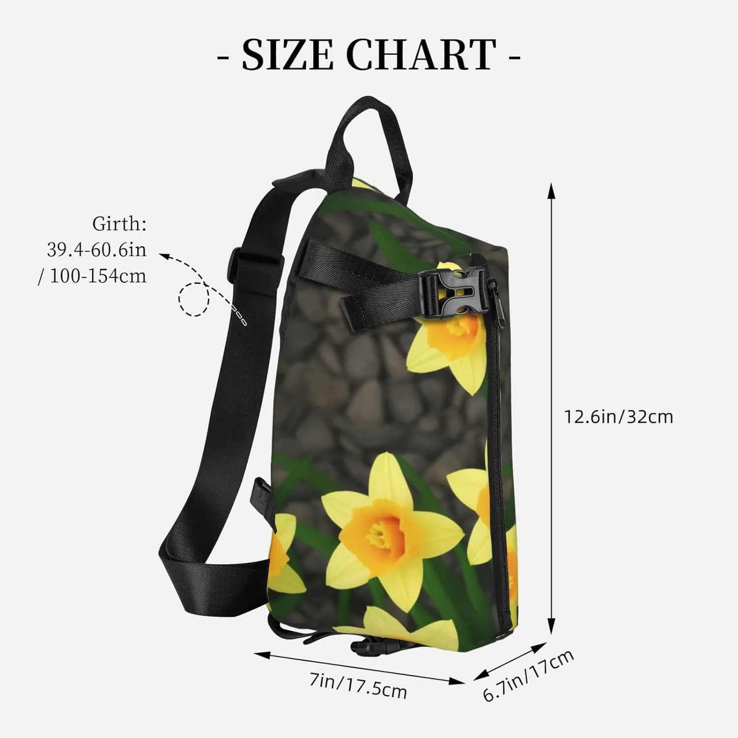 Print Flowers Sling Bags Crossbody Sling Backpack Travel Hiking Daypack Chest Bag For Man And Women