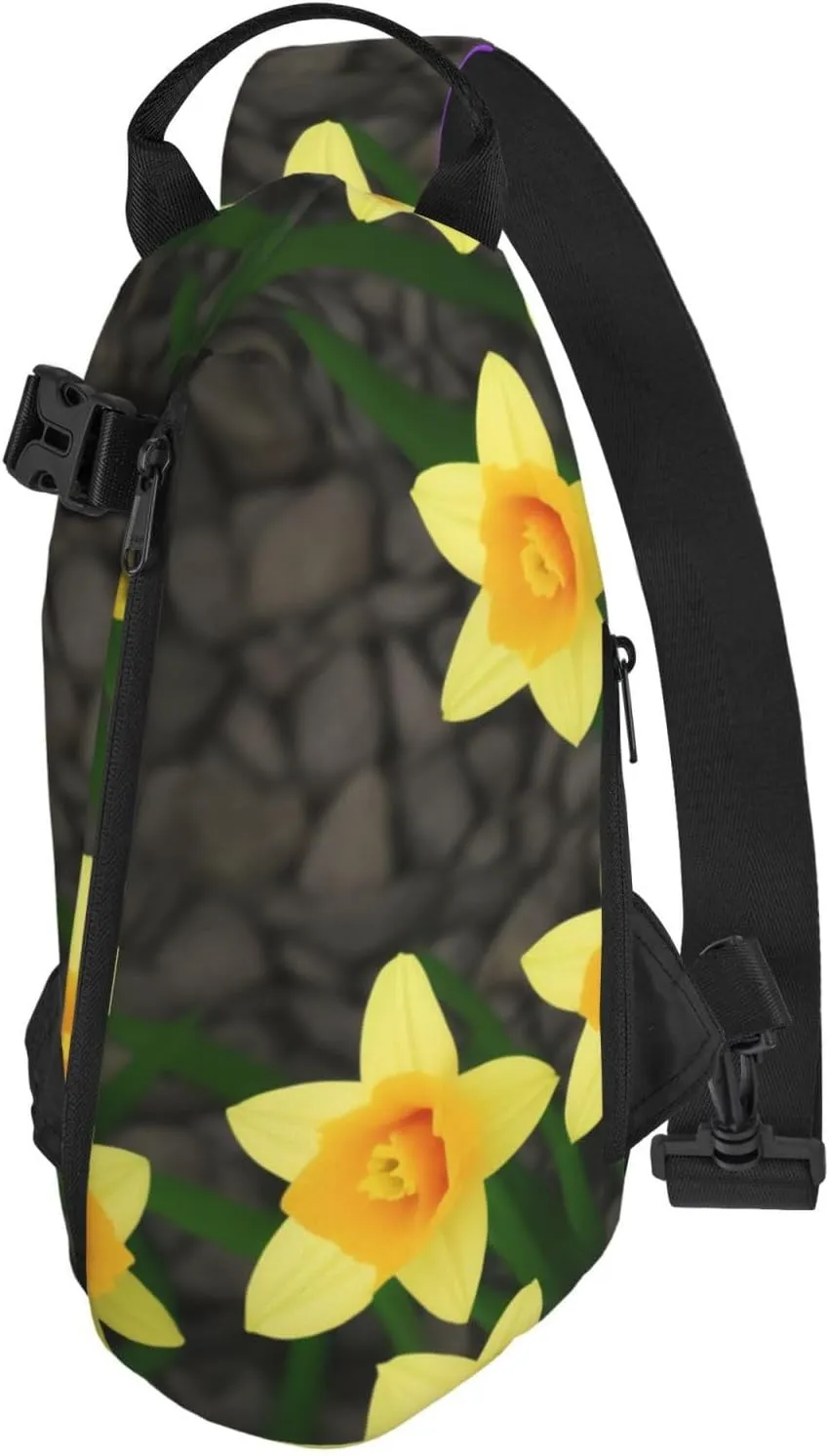 Print Flowers Sling Bags Crossbody Sling Backpack Travel Hiking Daypack Chest Bag For Man And Women