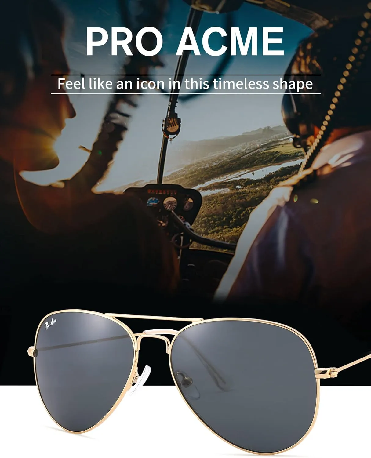 Pro Acme Classic Aviator Sunglasses for Women & Men Metal Frame UV400 Driver Sunglasses