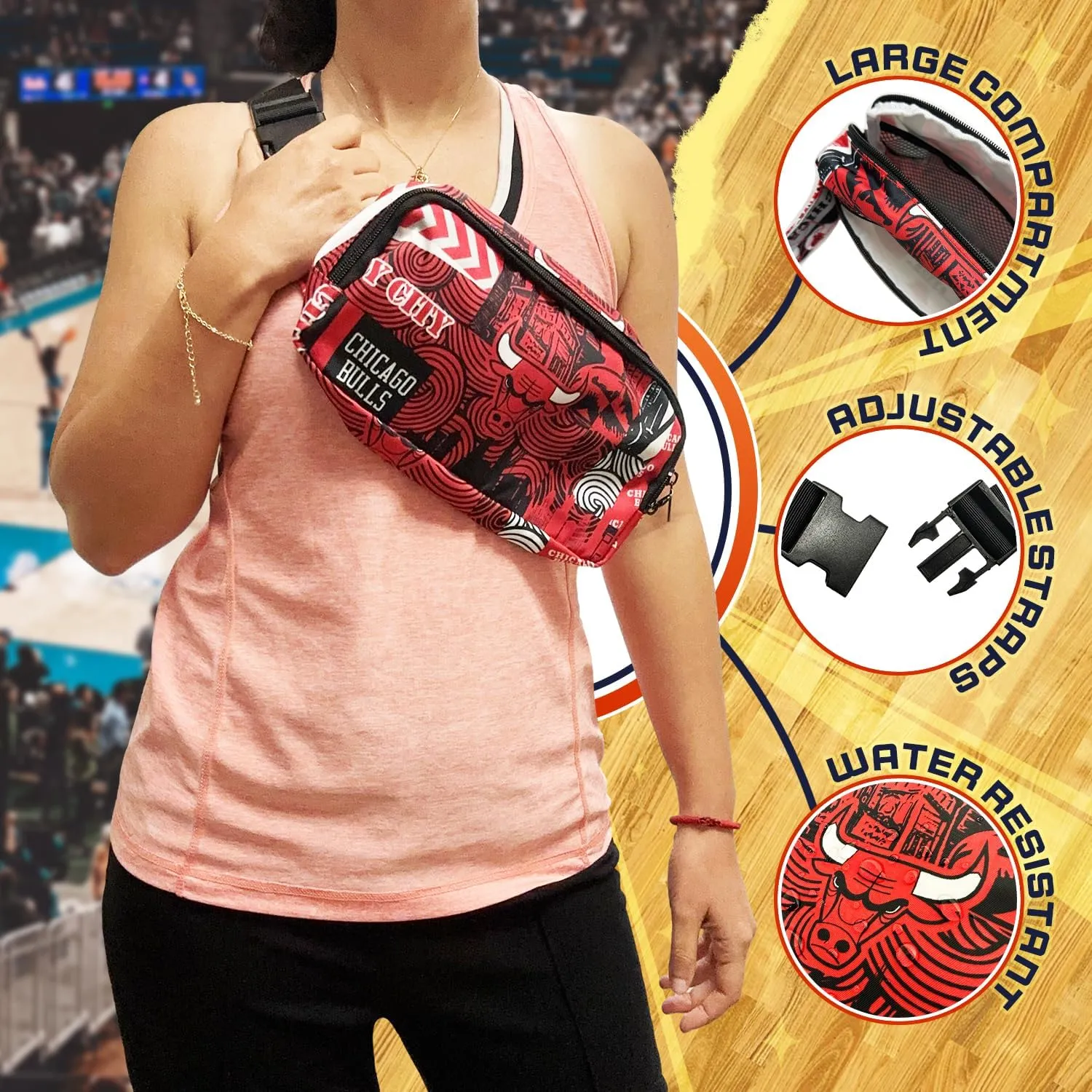 Pro Specialties Chicago Bulls Basketball Fanny Pack TM1872: Adult Bag (Street Series) Elevate Your Style with this Trendy Belt Bag - Ideal for Sports Enthusiasts. Perfect Waist Bag