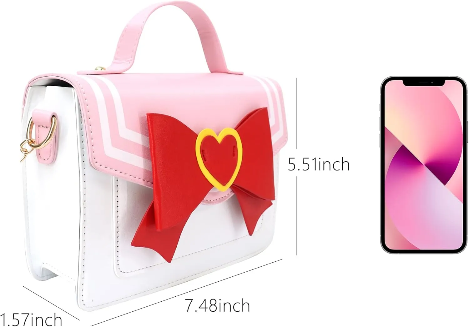 PROCOS Women's Handbags Kawaii Cute Anime Cosplay Pu Leather Purse Bow Chain Crossbody Shoulder Bags Messenger Satchel Tote