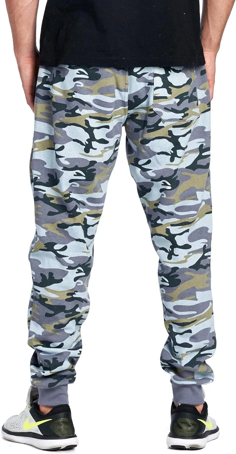 PROGO USA Men's Joggers Sweatpants Basic Fleece Marled Jogger Pant Elastic Waist