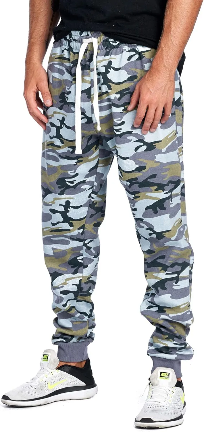 PROGO USA Men's Joggers Sweatpants Basic Fleece Marled Jogger Pant Elastic Waist