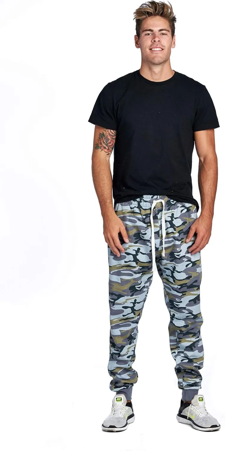 PROGO USA Men's Joggers Sweatpants Basic Fleece Marled Jogger Pant Elastic Waist