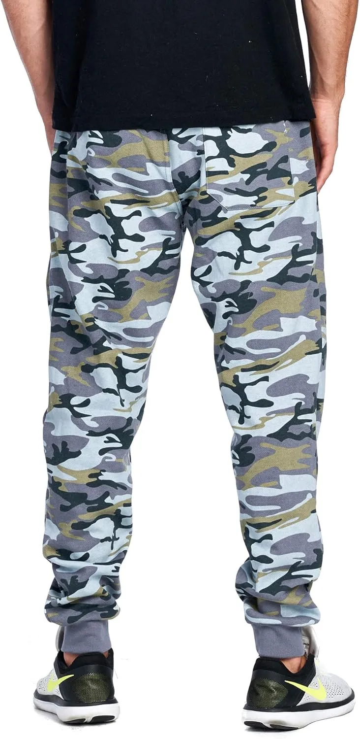PROGO USA Men's Joggers Sweatpants Basic Fleece Marled Jogger Pant Elastic Waist