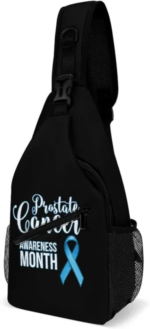 Prostate Cancer Awareness Blue Ribbon Crossbody Bag Multipurpose Over Shoulder Sling Backpack Travel Chest Side Pouch Daypack