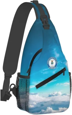 Proud Supporter of an Airman Air Force Sling Bag for Men, Small Crossbody Sling Bags, Mini Water Resistant Shoulder Daypack for Travel, Anti Thief Chest Bag for Hiking