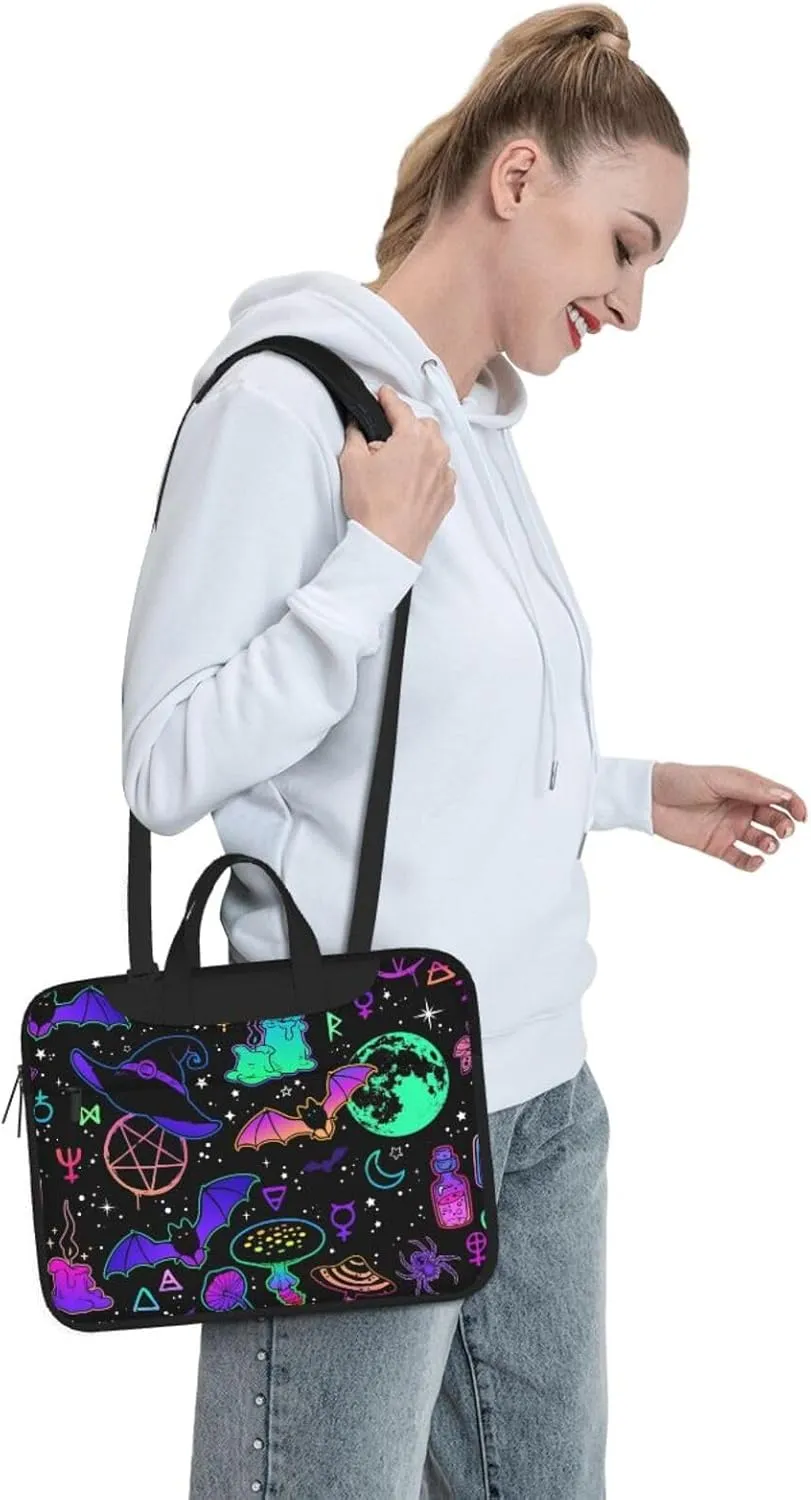 Psychedelic Mushrooms Laptop Bag Classic Slim Briefcase Messenger Bag, Spacious, Ergonomic
