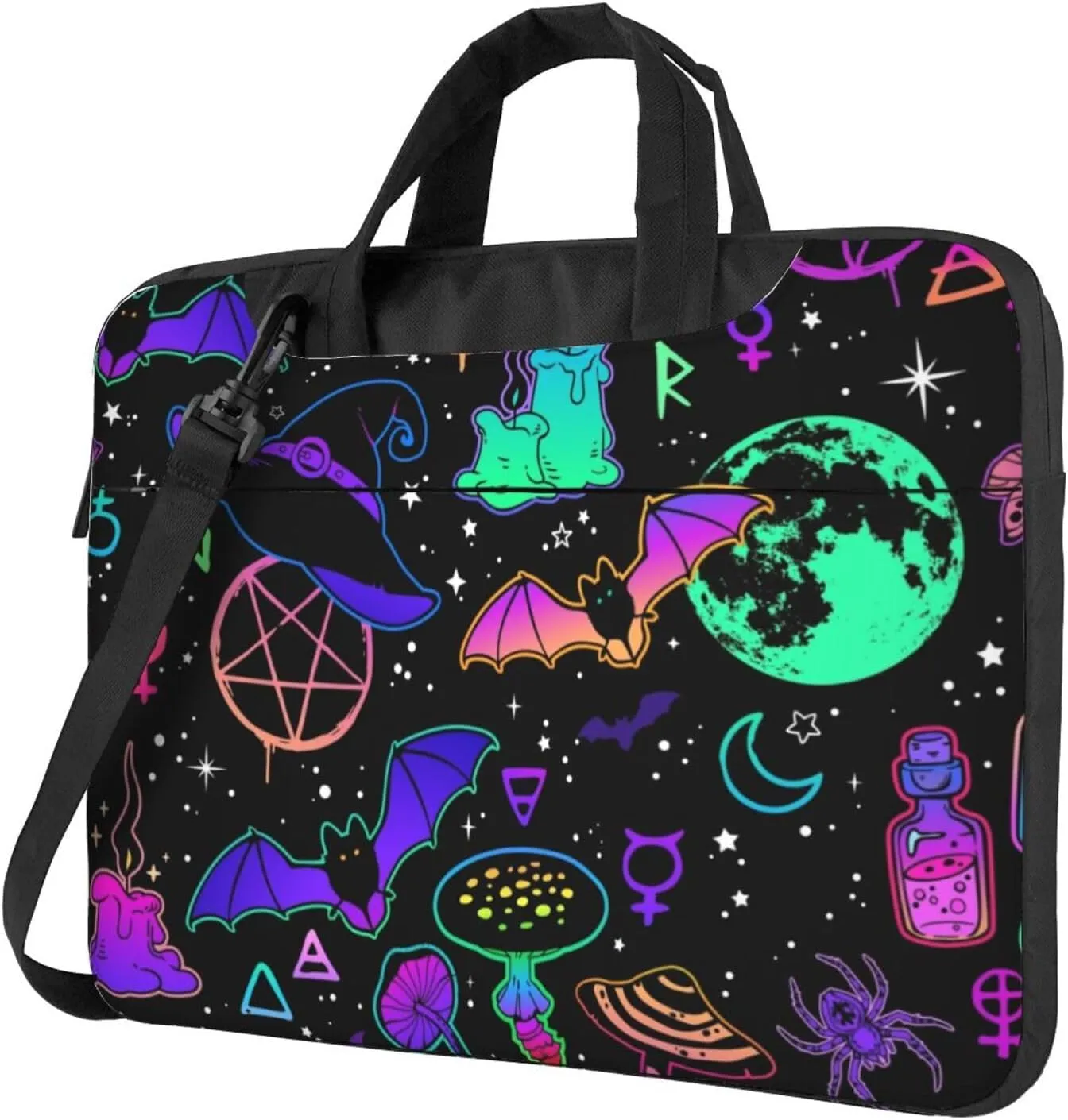 Psychedelic Mushrooms Laptop Bag Classic Slim Briefcase Messenger Bag, Spacious, Ergonomic