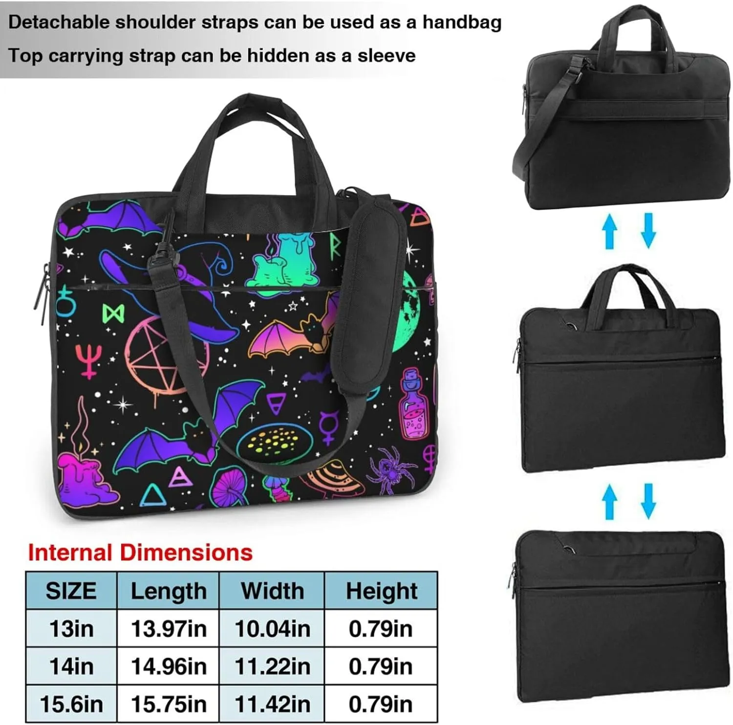 Psychedelic Mushrooms Laptop Bag Classic Slim Briefcase Messenger Bag, Spacious, Ergonomic