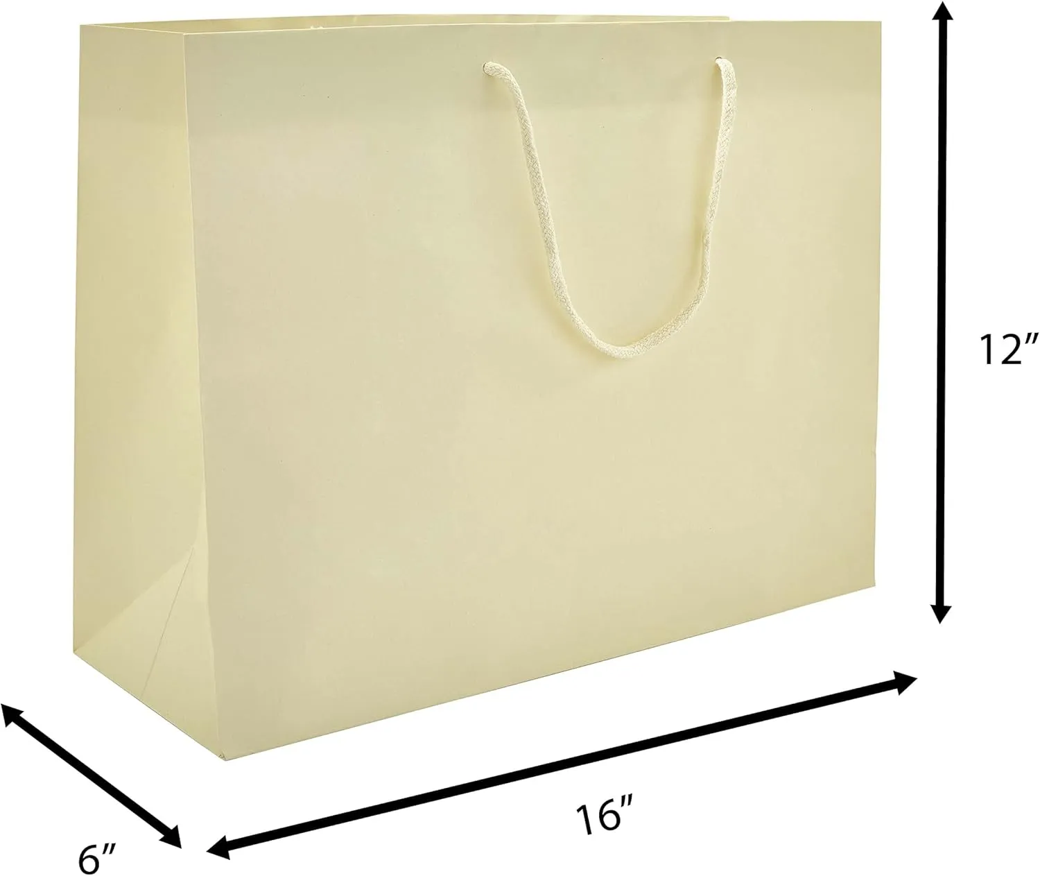 PTP BAGS Ivory Matte 16" x 6" x 12" Euro Tote Bags [Pack of 100] Reusable Paper Gift Euro Tote