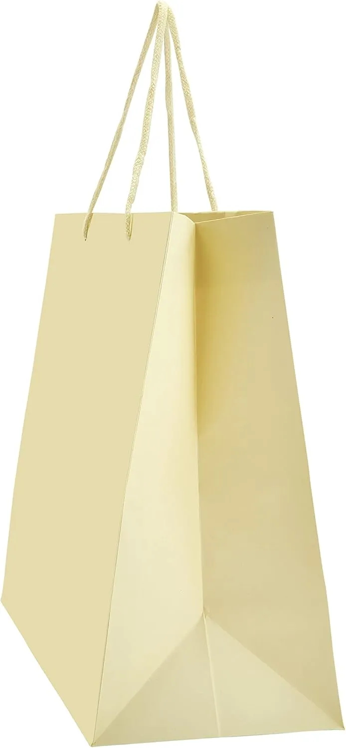 PTP BAGS Ivory Matte 16" x 6" x 12" Euro Tote Bags [Pack of 100] Reusable Paper Gift Euro Tote