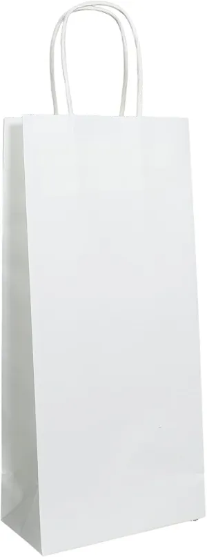 PTP BAGS White 5.75" x 3.25" x 13" Tote Bags [Pack of 250] Recyclable Kraft Paper Wine Gift, Bags