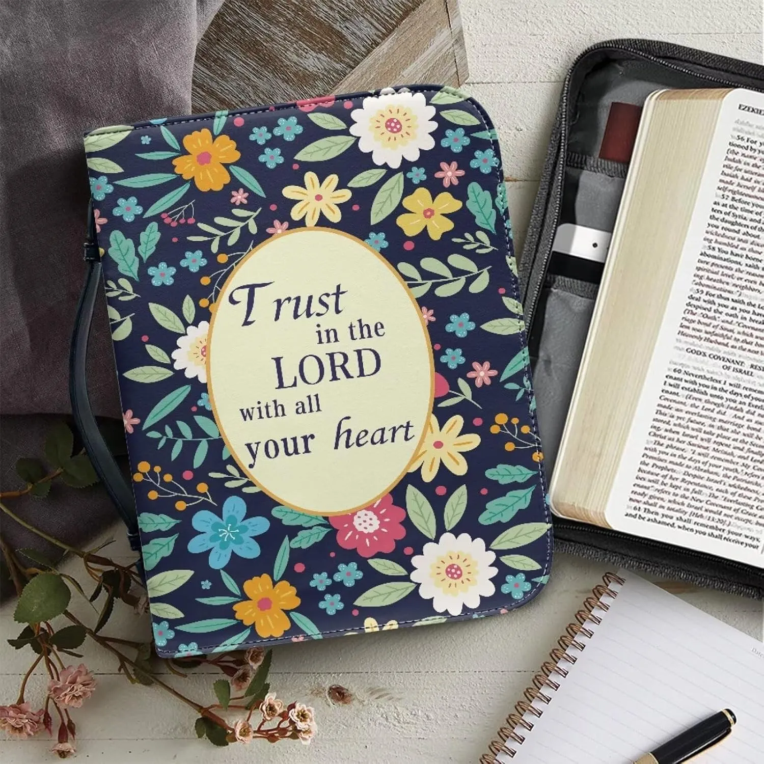 Pu Bible Cover for Women Portable Bible Bag and Totes with Internal Compartments