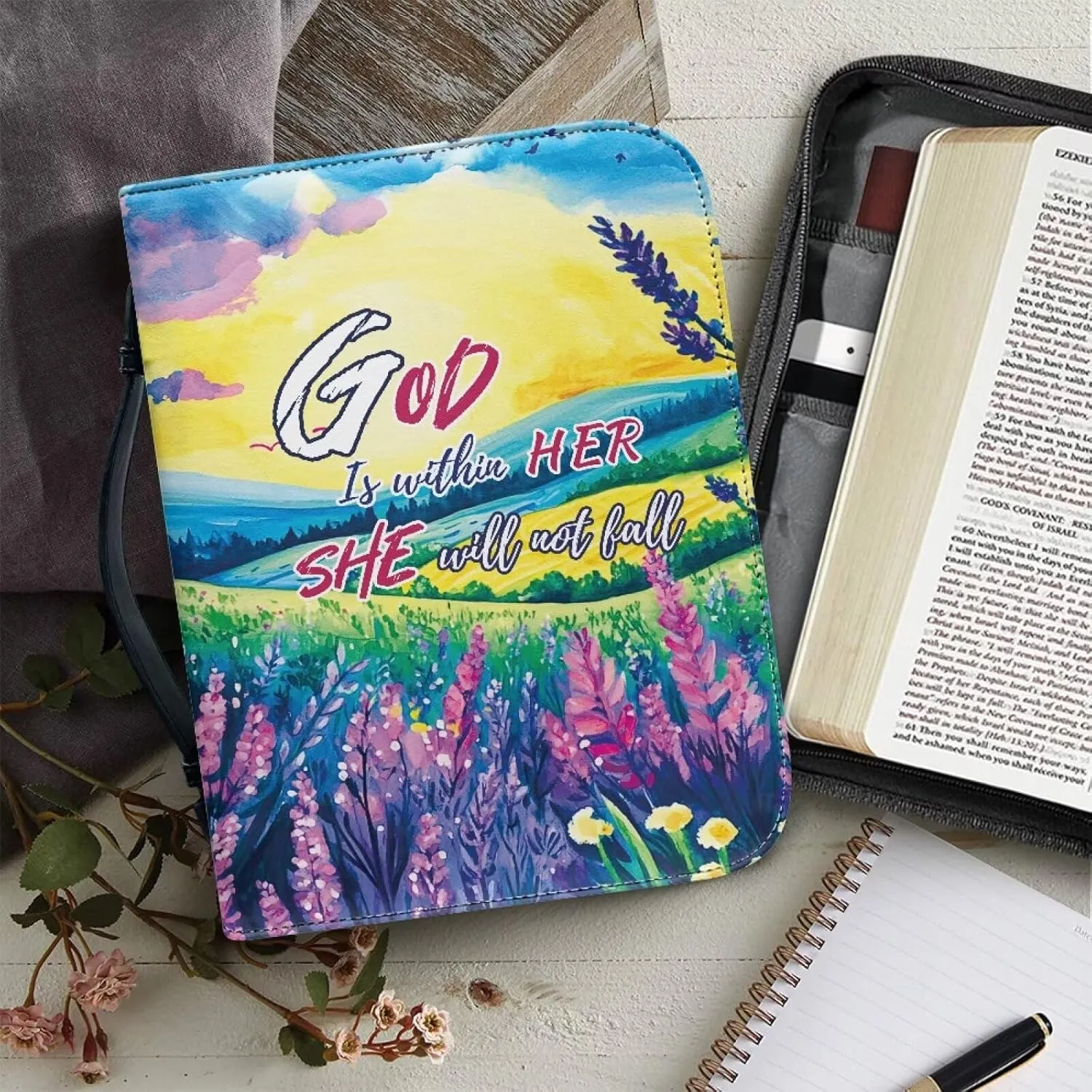 PU Leather Bible Covers for Girls Portable Bible Bags for Women Organizer
