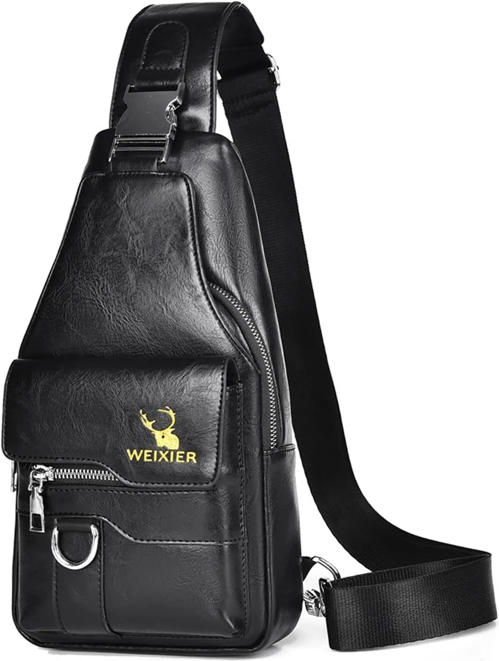 PU Leather Sling Bag for Men - Waterproof, Lightweight, Crossbody Chest Bag for Hiking & Cycling