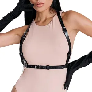 Punk Belt Black Pu Leather Harness Belt for Women Goth Body Adjustable Waist Belts Rave Halloween Dresses Party Accessories