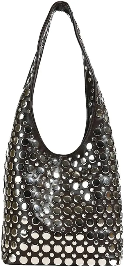 Punk-style Tote Bags for Women 2025 New Shoulder Handbag with Polka Dot Stylish Underarm Purse for Everyday Use