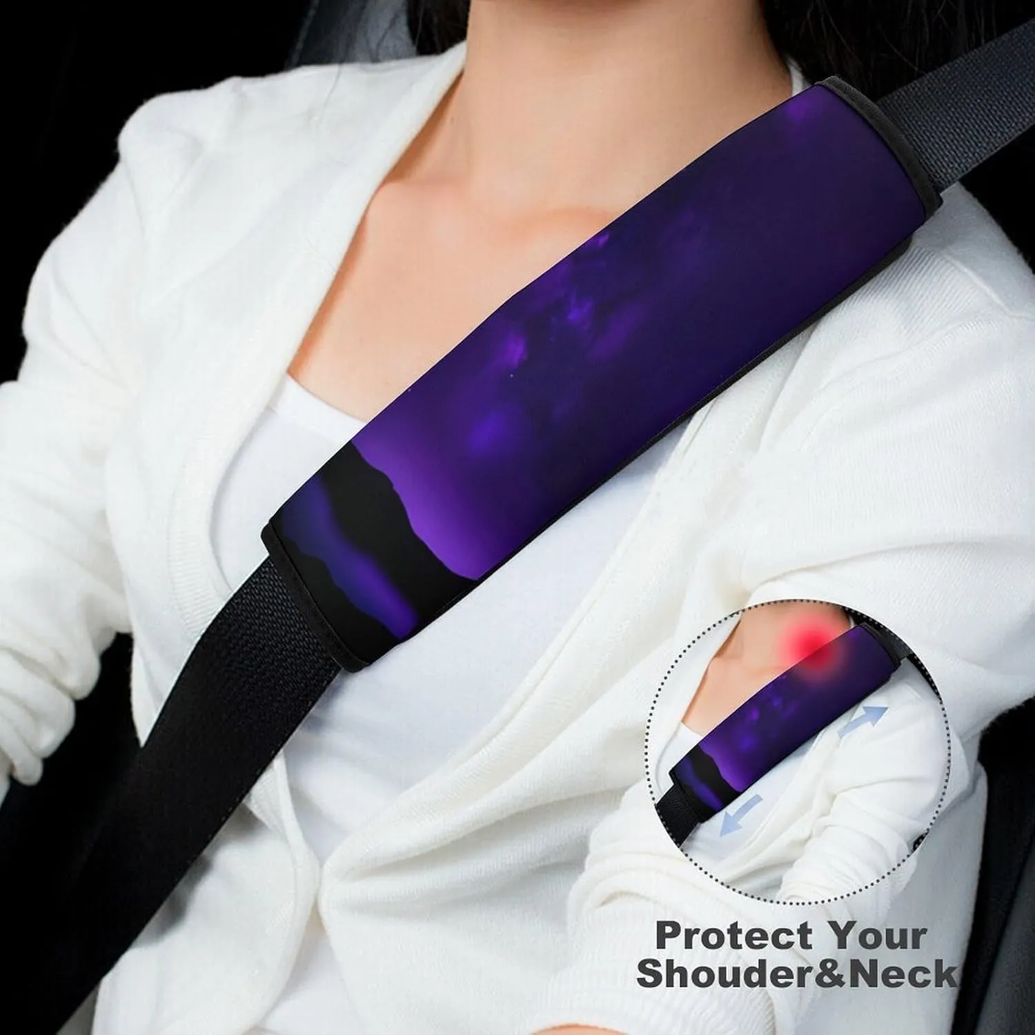 Purple Starry Sky Auto Seat Belt Cover 2PCS Universal Car Seat Belt Shoulder Protector Pad, Protect Your Shoulders and Neck for Car Seat Belt, Shoulder Bag, Backpack