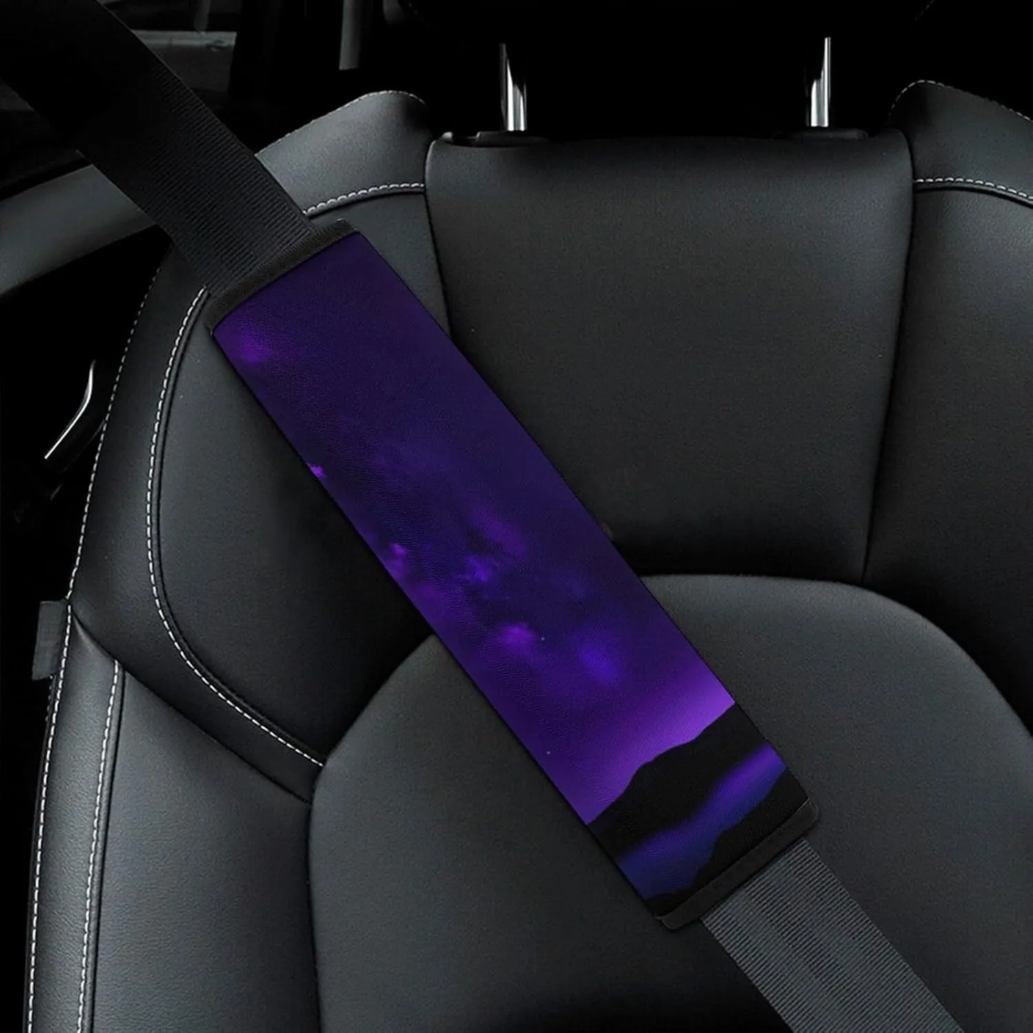 Purple Starry Sky Auto Seat Belt Cover 2PCS Universal Car Seat Belt Shoulder Protector Pad, Protect Your Shoulders and Neck for Car Seat Belt, Shoulder Bag, Backpack