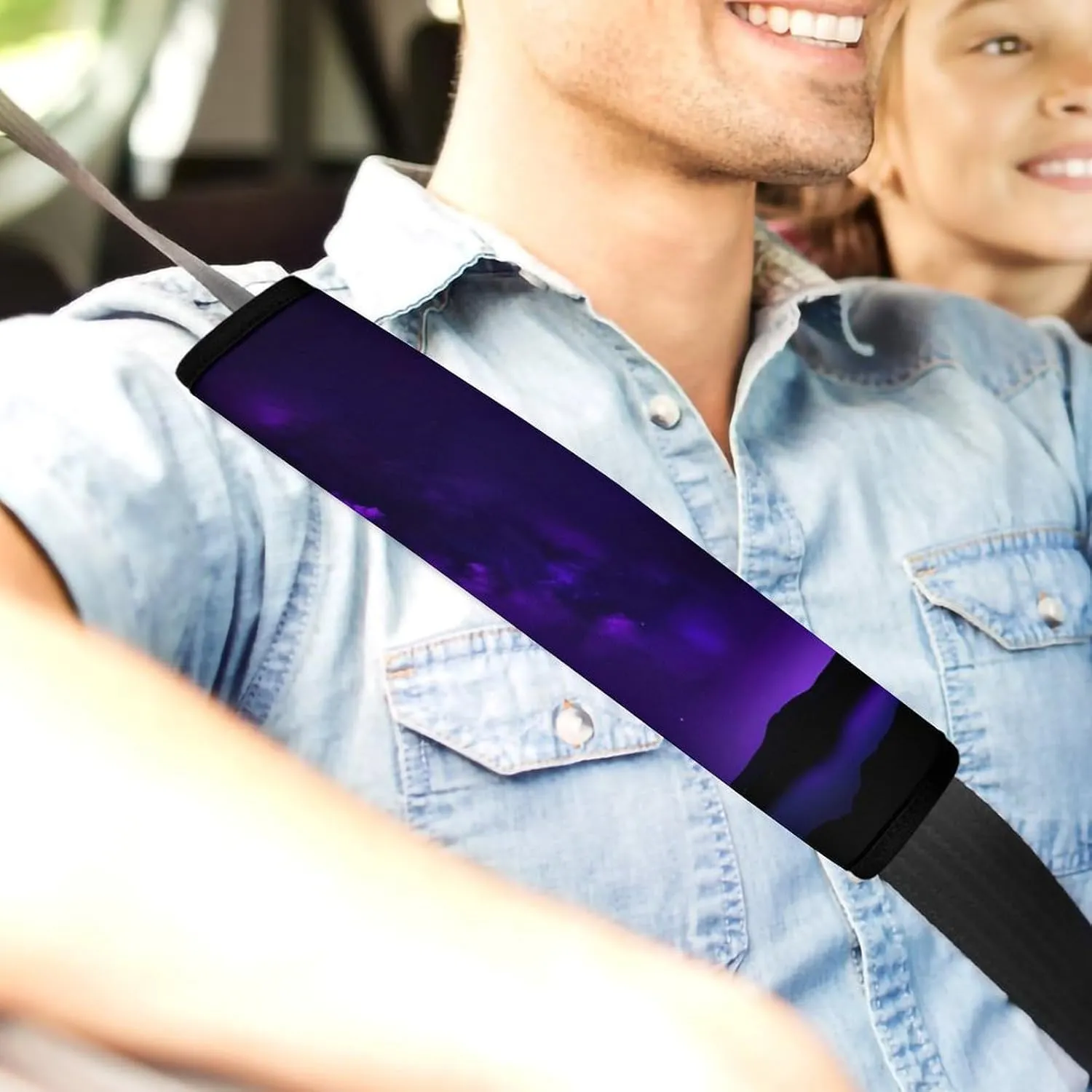 Purple Starry Sky Auto Seat Belt Cover 2PCS Universal Car Seat Belt Shoulder Protector Pad, Protect Your Shoulders and Neck for Car Seat Belt, Shoulder Bag, Backpack