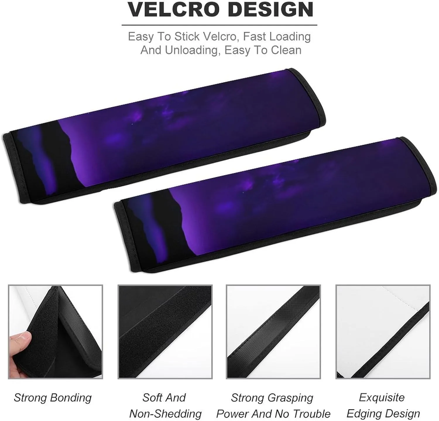 Purple Starry Sky Auto Seat Belt Cover 2PCS Universal Car Seat Belt Shoulder Protector Pad, Protect Your Shoulders and Neck for Car Seat Belt, Shoulder Bag, Backpack