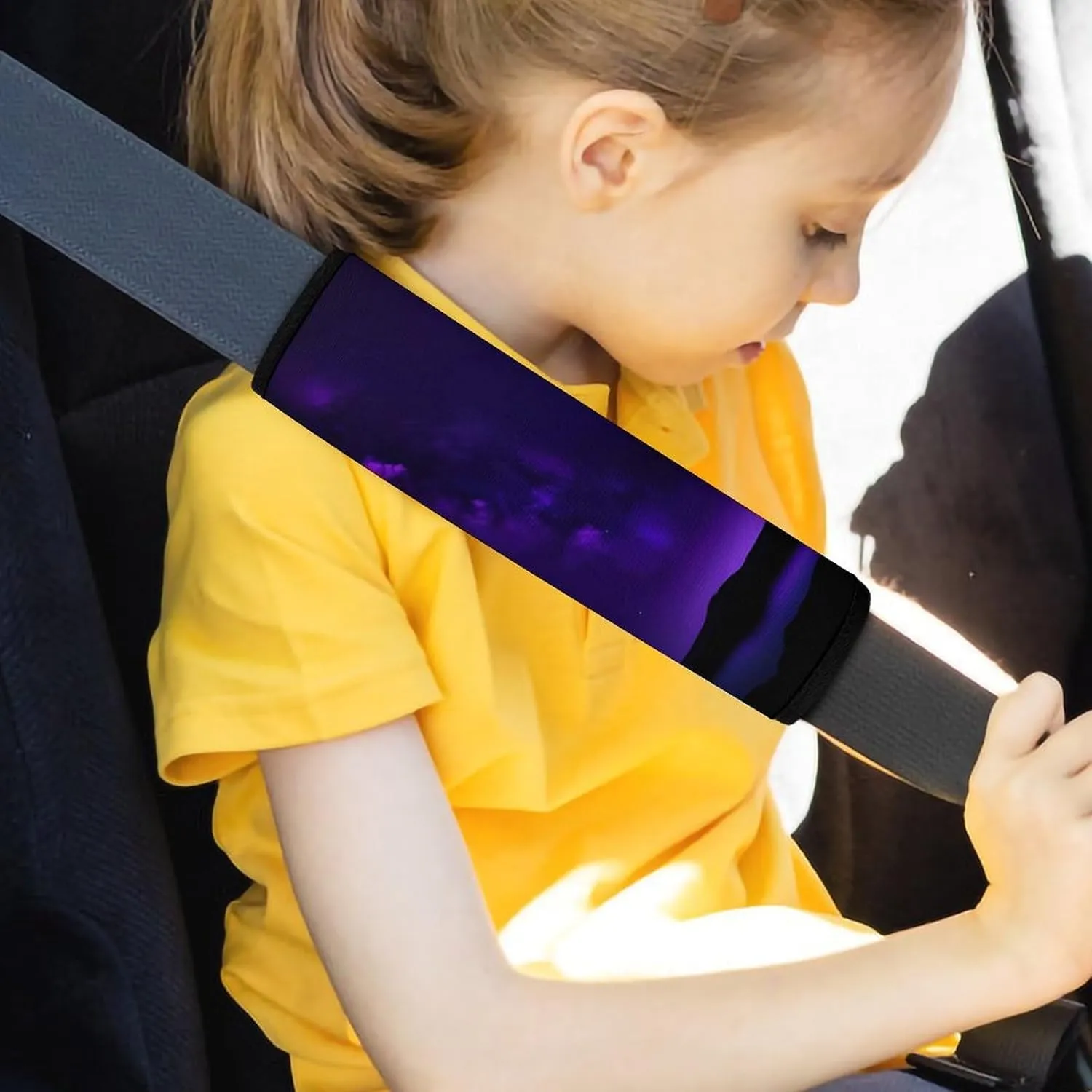 Purple Starry Sky Auto Seat Belt Cover 2PCS Universal Car Seat Belt Shoulder Protector Pad, Protect Your Shoulders and Neck for Car Seat Belt, Shoulder Bag, Backpack