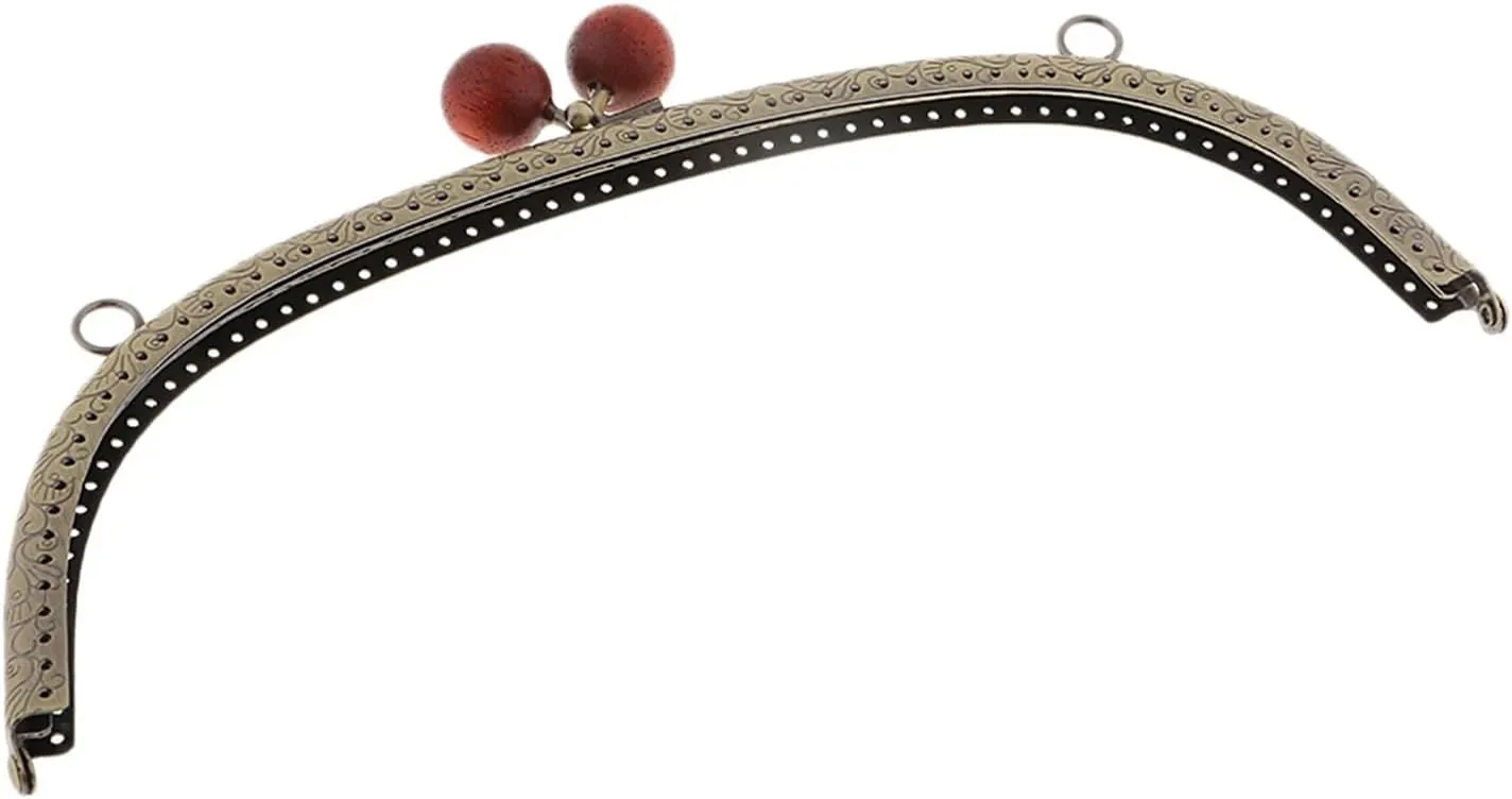 Purse Clasp 24.5cm Metal Arch Frame Kiss Clasp Lock Bead Head for DIY Handbag Purse Coin Bags(Red)