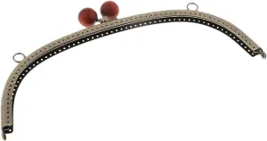 Purse Clasp 24.5cm Metal Arch Frame Kiss Clasp Lock Bead Head for DIY Handbag Purse Coin Bags(Red)
