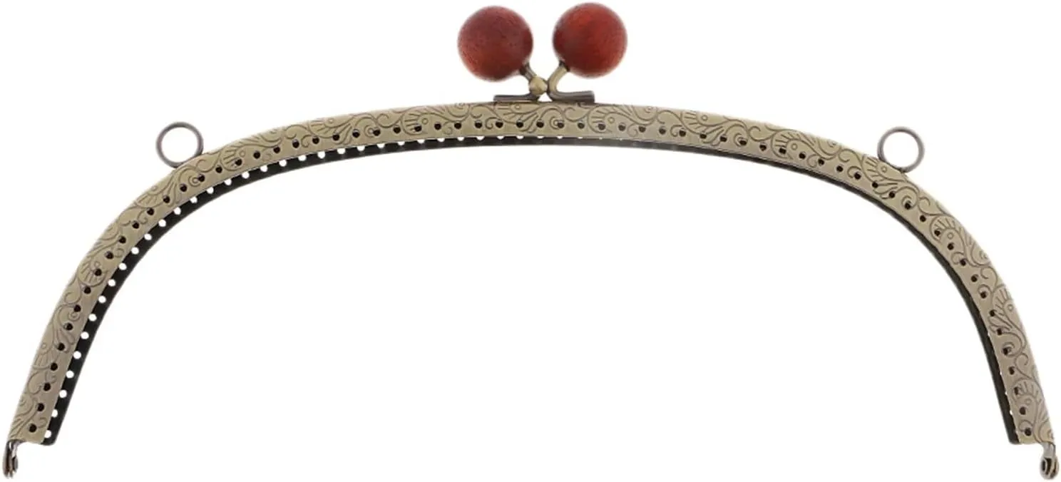 Purse Clasp 24.5cm Metal Arch Frame Kiss Clasp Lock Bead Head for DIY Handbag Purse Coin Bags(Red)