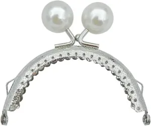 Purse Frame 8.5/10.5cm Candy Color Beads Silver Metal Purse Frame Handle for Clutch Bag Handbag Accessories Making Kiss Clasp Lock(8.5cm-Peal)