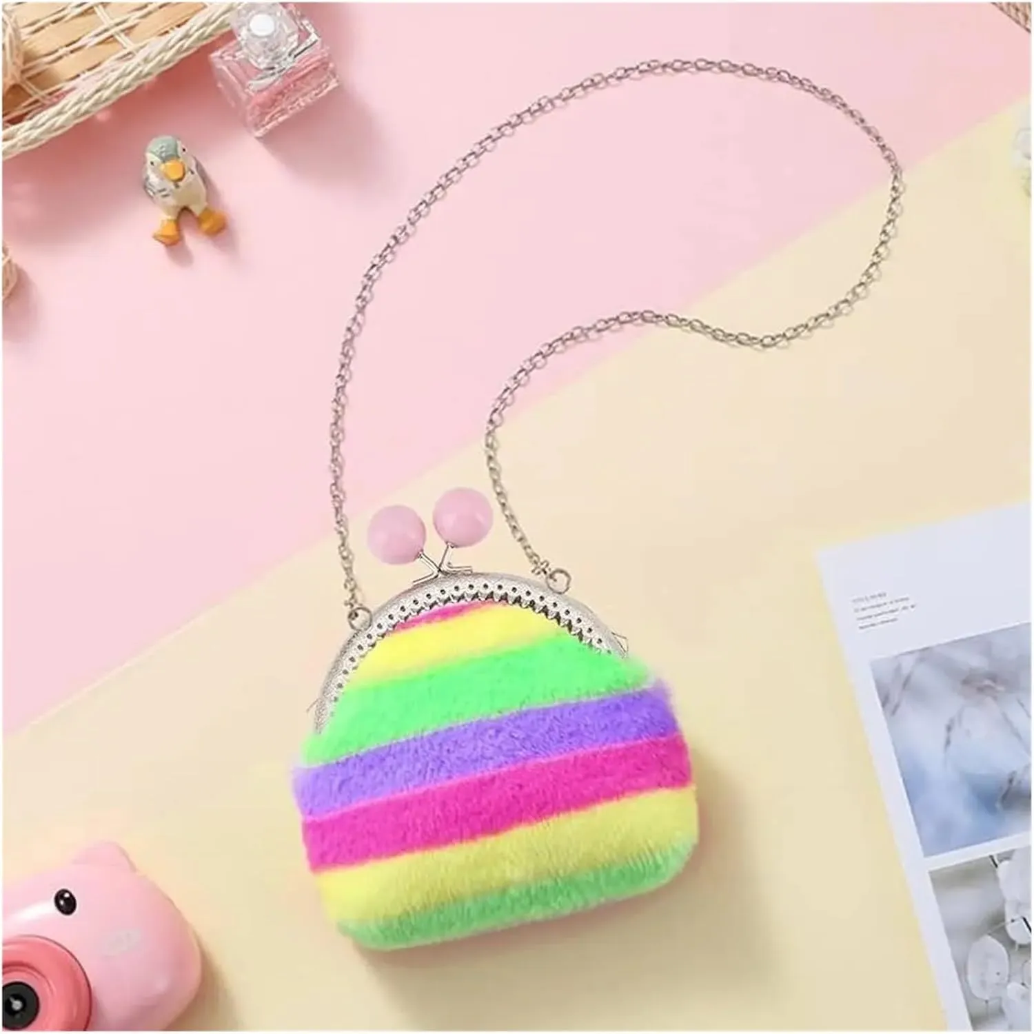Purse Frame 8.5/10.5cm Candy Color Beads Silver Metal Purse Frame Handle for Clutch Bag Handbag Accessories Making Kiss Clasp Lock(8.5cm-Peal)
