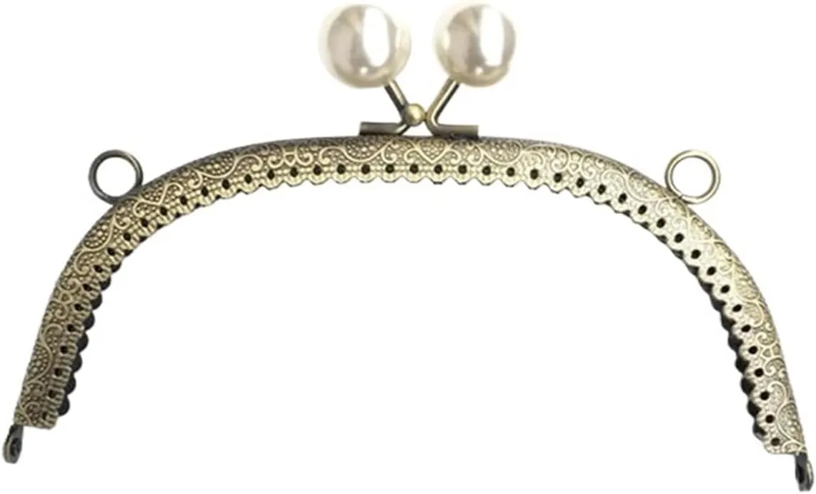 Purse Frame Pearl Wallet Metal Handle Frame Arc Shaped DIY Purse Clutch Kiss Clasp Lock Clutch Bag Handle Handbag Accessories(Color-03)