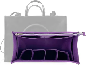Purse Organizer Compatible with Telfar Bag Large, Tote Bags Organizer Insert with Silver Zipper Pouch, 3MM Premium Felt Insert for Handbag, Sturdy and Durable (For Telfar Large Shopping Bag, Purple)