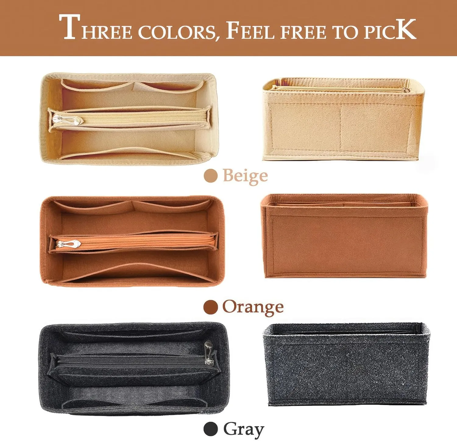 Purse Organizer Insert For Birkin 30 Bag, Felt Insert Organizer With Zipper, Large Capacity,Women’s Handbags Shaper (30,Gray)
