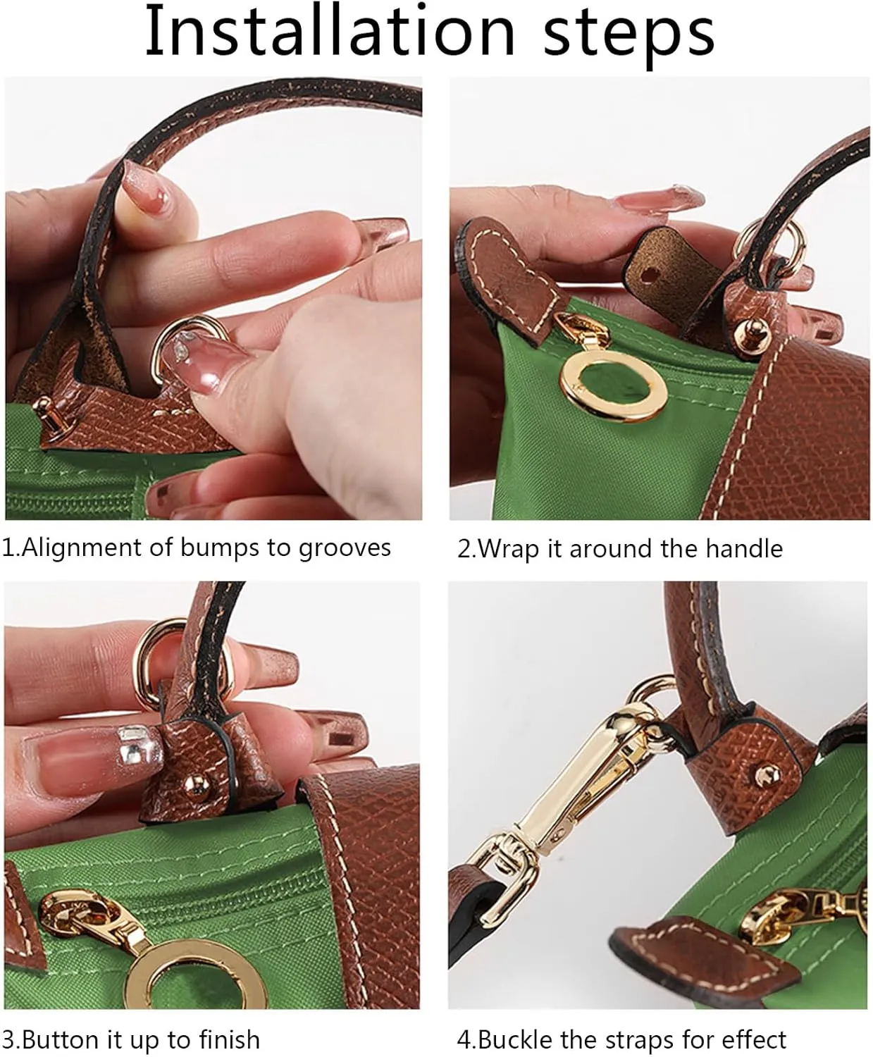 Purse Strap Crossbody Conversion Kit for Handbag,Genuine Leather Shoulder Straps Replacement Adjustable for Bags (Brown-G)