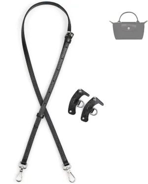Purse Strap Crossbody Conversion Kit for Mini Handbag,Genuine Leather Shoulder Straps Replacement Adjustable for Bags(Black-S)