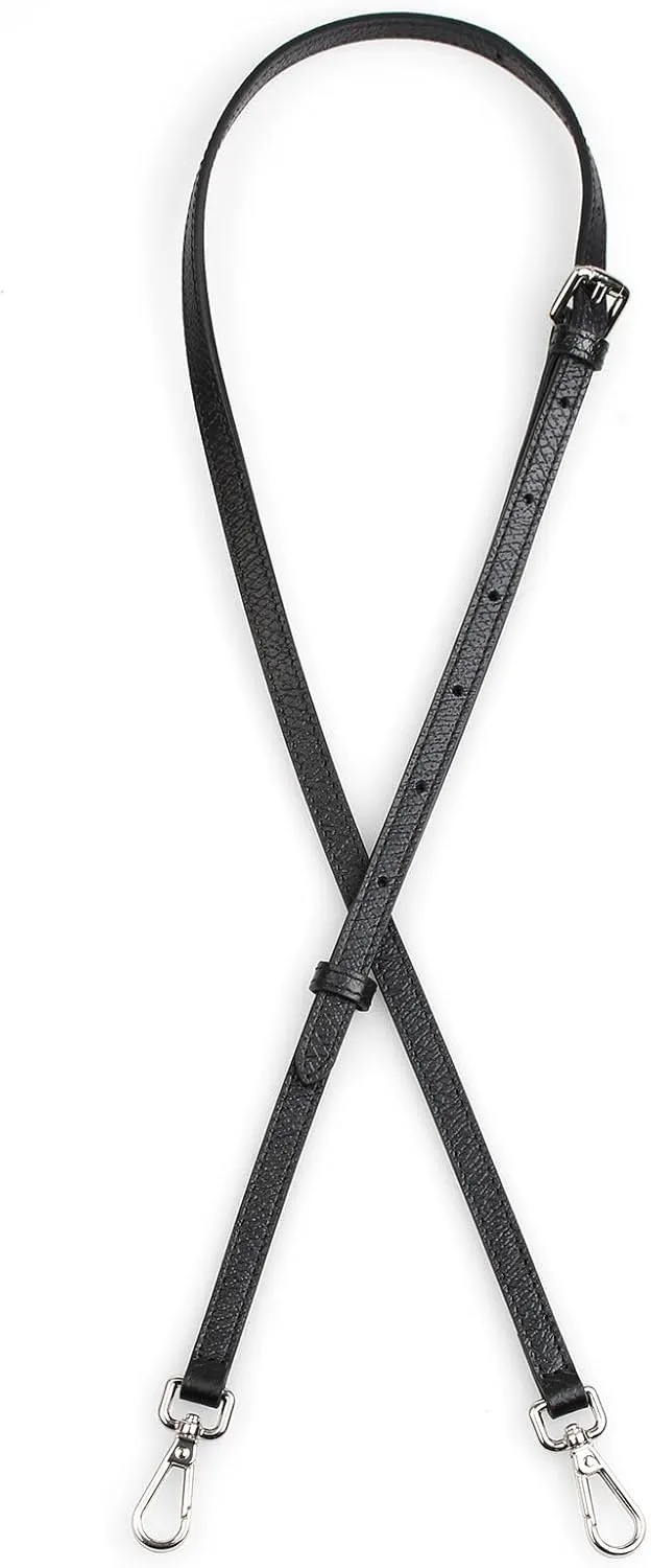 Purse Strap Crossbody Conversion Kit for Mini Handbag,Genuine Leather Shoulder Straps Replacement Adjustable for Bags(Black-S)