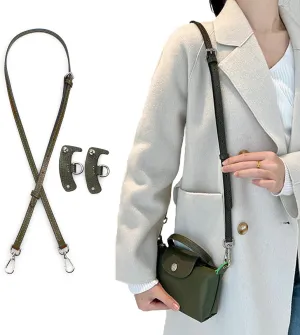 Purse Strap Crossbody Conversion Kit for Mini Handbag,Genuine Leather Shoulder Straps Replacement Adjustable for Bags(Forest Green-S)