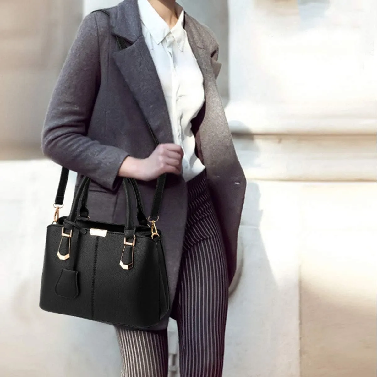 Purses and Handbags for Women Fashion Ladies PU Leather Top Handle Satchel Shoulder Tote Bags Light