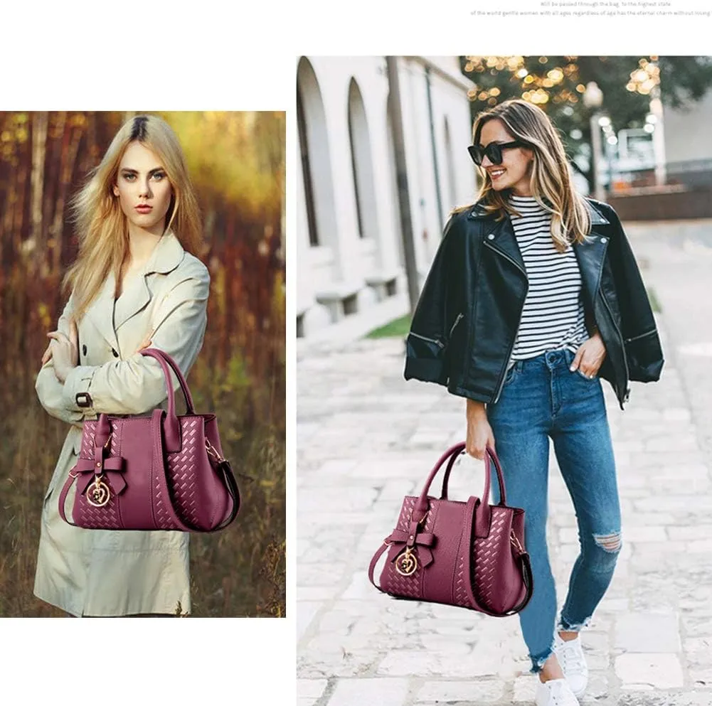 Purses and Handbags for Women Fashion Ladies PU Leather Top Handle Satchel Shoulder Tote Bags