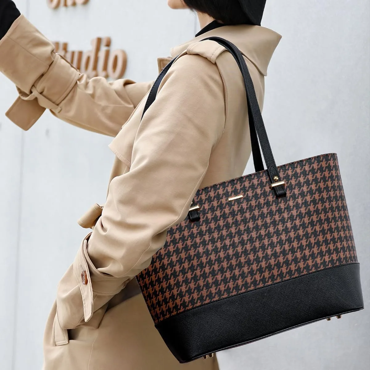 Purses for Women Classic Shoulder Tote Satchel Hobo Bags 3pcs Handbags Gift for Her Brown